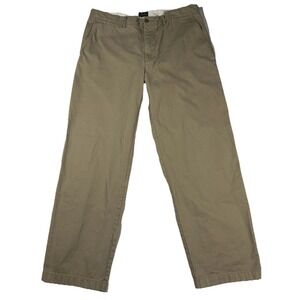 J Crew Oarsman Pants Mens 36x32 Khaki Classic Chino Cotton Flat Front Casual